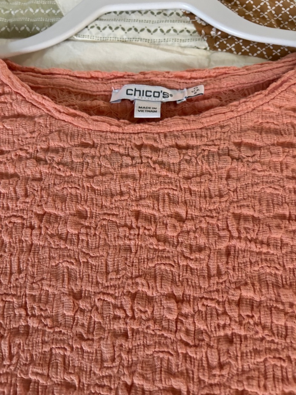 Chico's Textured Short Sleeve Tee in Peach. - Picture 3 of 7